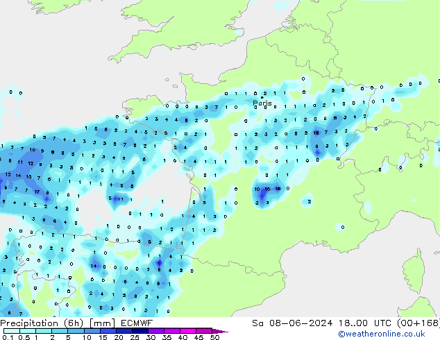 Z500/Rain (+SLP)/Z850 ECMWF sam 08.06.2024 00 UTC