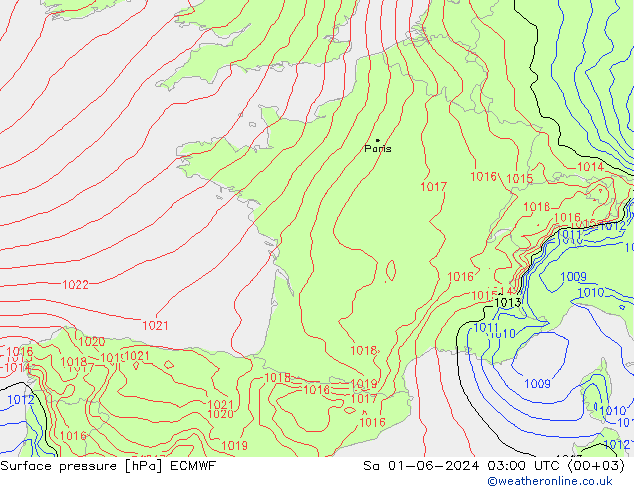 Bodendruck ECMWF Sa 01.06.2024 03 UTC