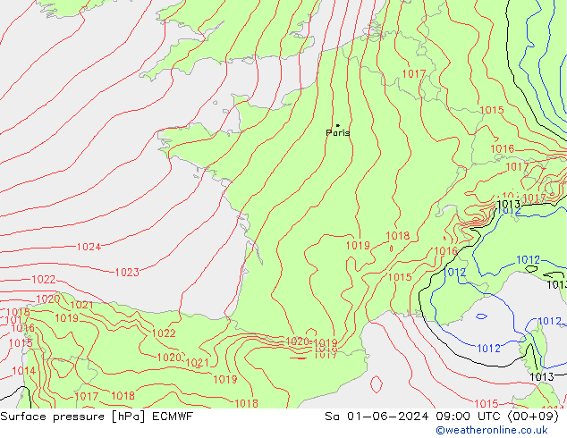 pression de l'air ECMWF sam 01.06.2024 09 UTC