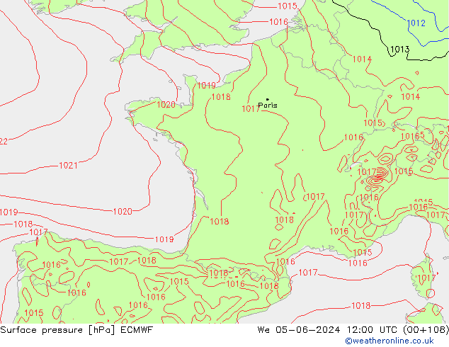 ciśnienie ECMWF śro. 05.06.2024 12 UTC