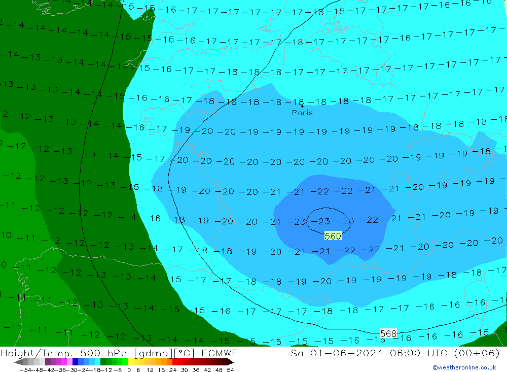 Z500/Yağmur (+YB)/Z850 ECMWF Cts 01.06.2024 06 UTC