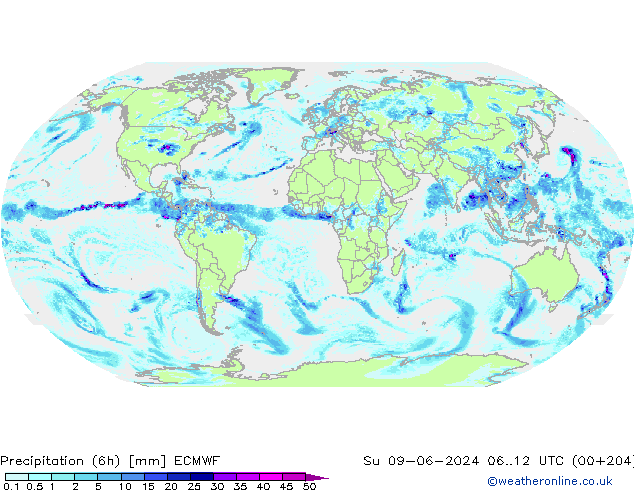 Z500/Rain (+SLP)/Z850 ECMWF Вс 09.06.2024 12 UTC