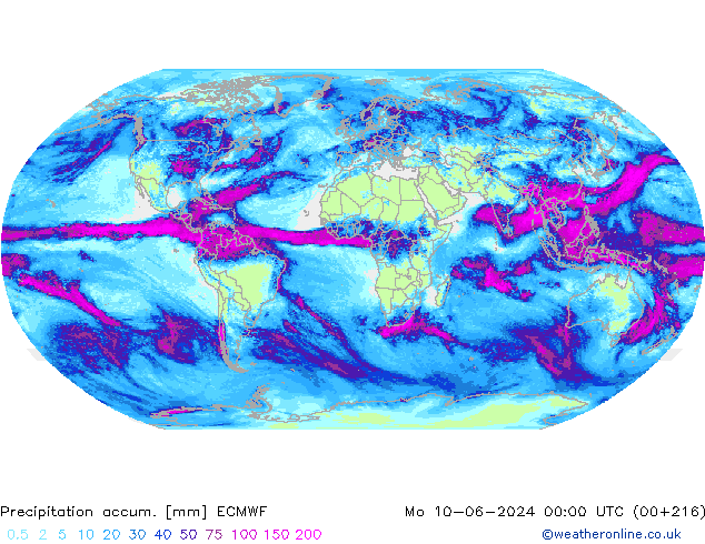 Precipitation accum. ECMWF Po 10.06.2024 00 UTC