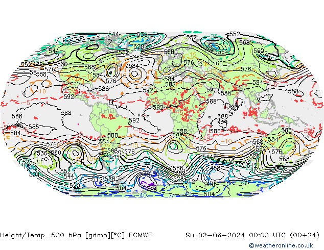 Z500/Rain (+SLP)/Z850 ECMWF Ne 02.06.2024 00 UTC