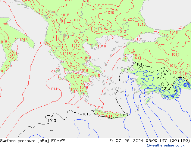 Yer basıncı ECMWF Cu 07.06.2024 06 UTC