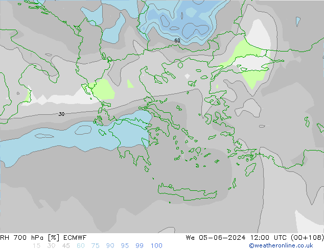 RH 700 hPa ECMWF Mi 05.06.2024 12 UTC