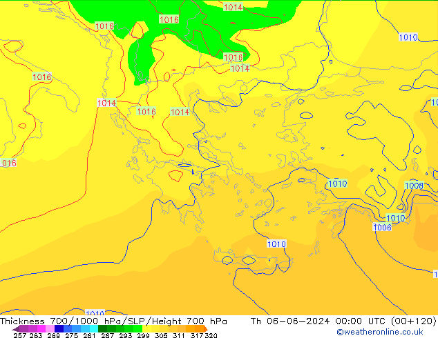 Schichtdicke 700-1000 hPa ECMWF Do 06.06.2024 00 UTC