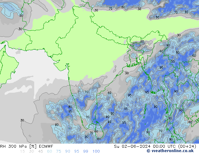 300 hPa Nispi Nem ECMWF Paz 02.06.2024 00 UTC