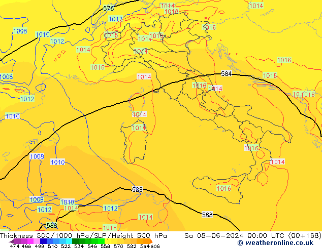 Thck 500-1000hPa ECMWF sam 08.06.2024 00 UTC