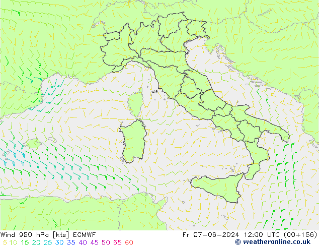 Vento 950 hPa ECMWF Sex 07.06.2024 12 UTC