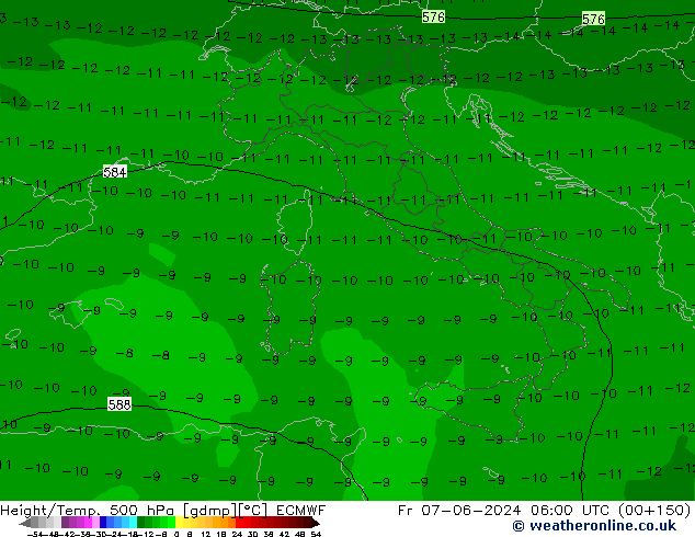 Height/Temp. 500 hPa ECMWF pt. 07.06.2024 06 UTC