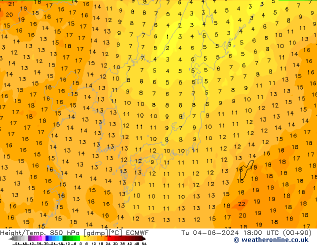 Z500/Regen(+SLP)/Z850 ECMWF di 04.06.2024 18 UTC