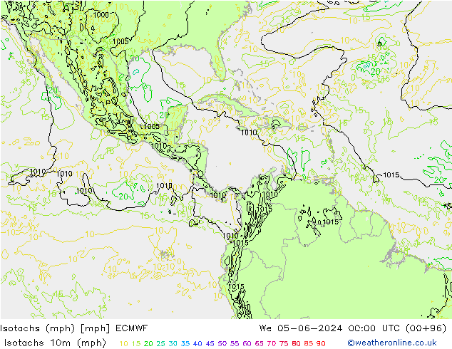 Isotachen (mph) ECMWF wo 05.06.2024 00 UTC