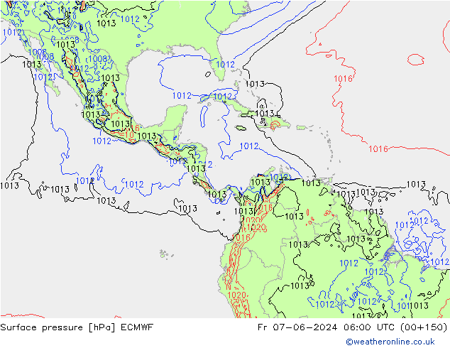 приземное давление ECMWF пт 07.06.2024 06 UTC