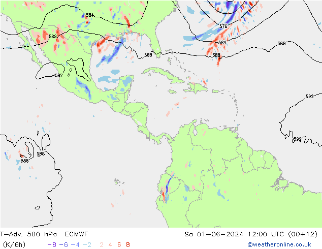 T-Adv. 500 hPa ECMWF Sa 01.06.2024 12 UTC