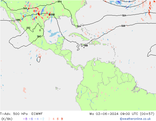 T-Adv. 500 hPa ECMWF Mo 03.06.2024 09 UTC