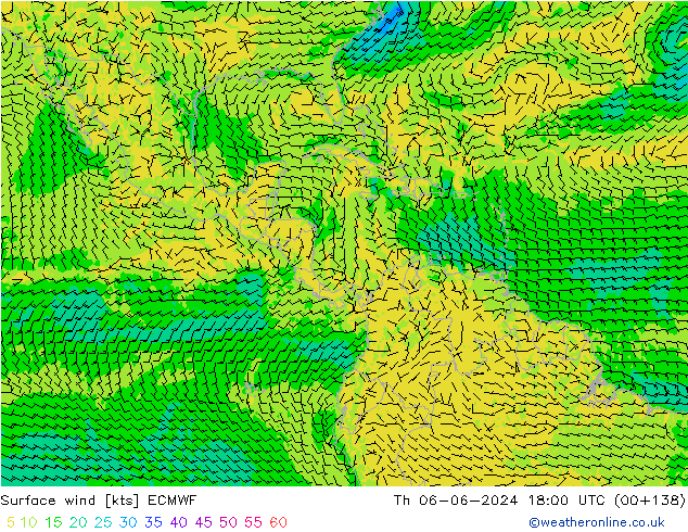 Wind 10 m ECMWF do 06.06.2024 18 UTC
