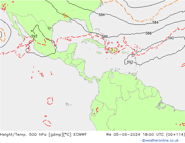 Z500/Rain (+SLP)/Z850 ECMWF mer 05.06.2024 18 UTC