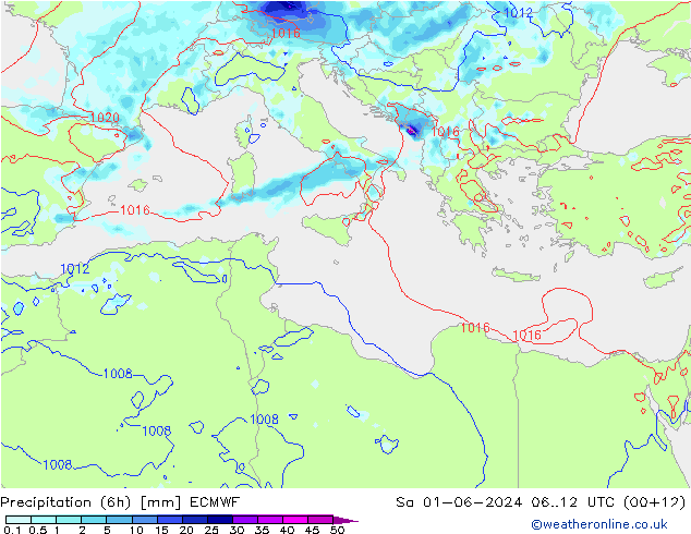 Z500/Rain (+SLP)/Z850 ECMWF Sa 01.06.2024 12 UTC