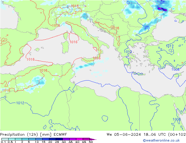 Nied. akkumuliert (12Std) ECMWF Mi 05.06.2024 06 UTC