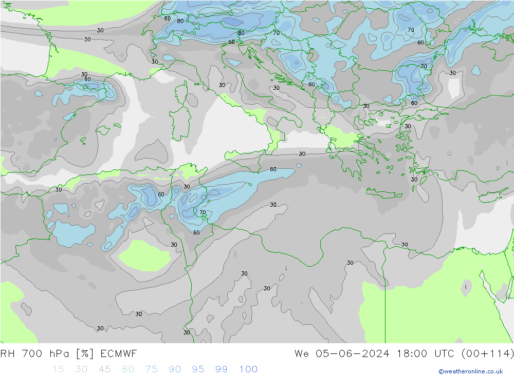 RH 700 hPa ECMWF St 05.06.2024 18 UTC