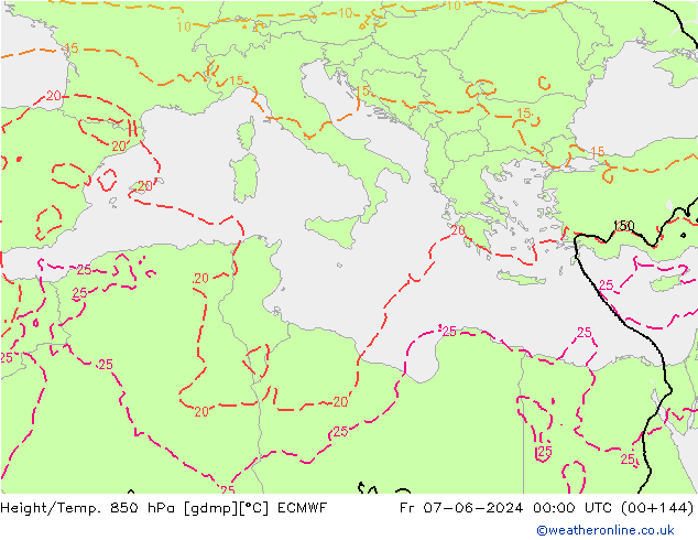 Z500/Rain (+SLP)/Z850 ECMWF ven 07.06.2024 00 UTC