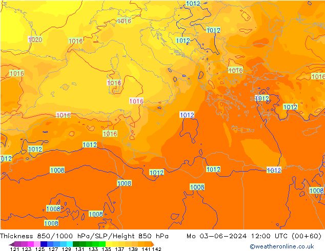 Thck 850-1000 hPa ECMWF Mo 03.06.2024 12 UTC