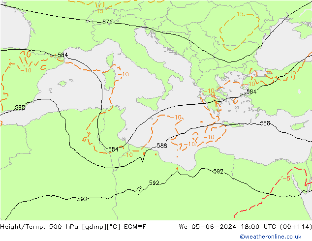 Z500/Rain (+SLP)/Z850 ECMWF We 05.06.2024 18 UTC