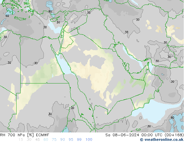 RH 700 гПа ECMWF сб 08.06.2024 00 UTC