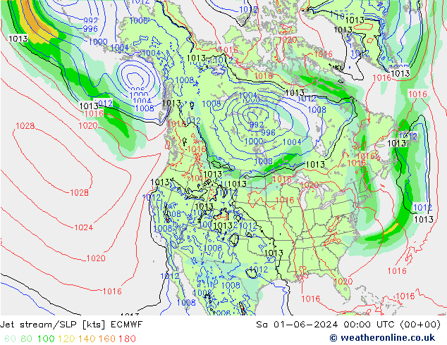 Jet stream/SLP ECMWF So 01.06.2024 00 UTC