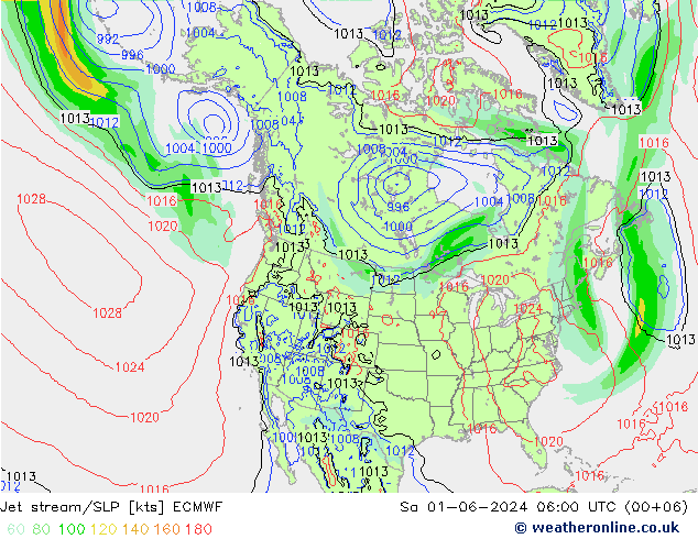 Straalstroom/SLP ECMWF za 01.06.2024 06 UTC