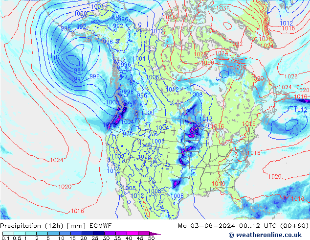 Yağış (12h) ECMWF Pzt 03.06.2024 12 UTC