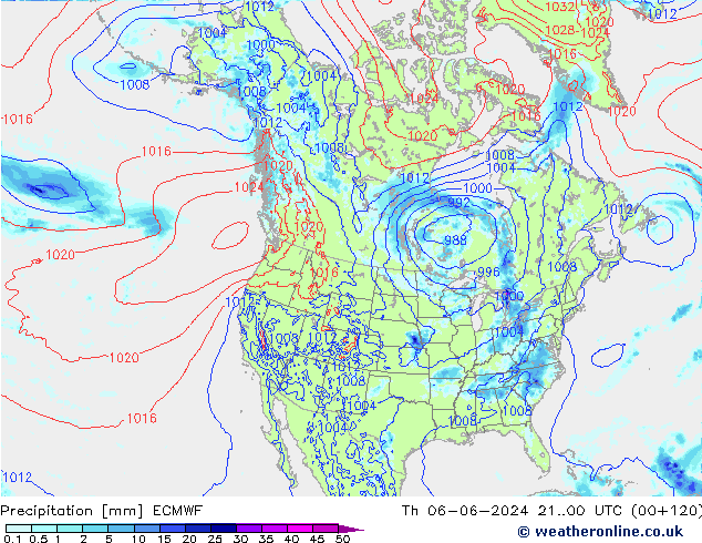 Precipitation ECMWF Th 06.06.2024 00 UTC