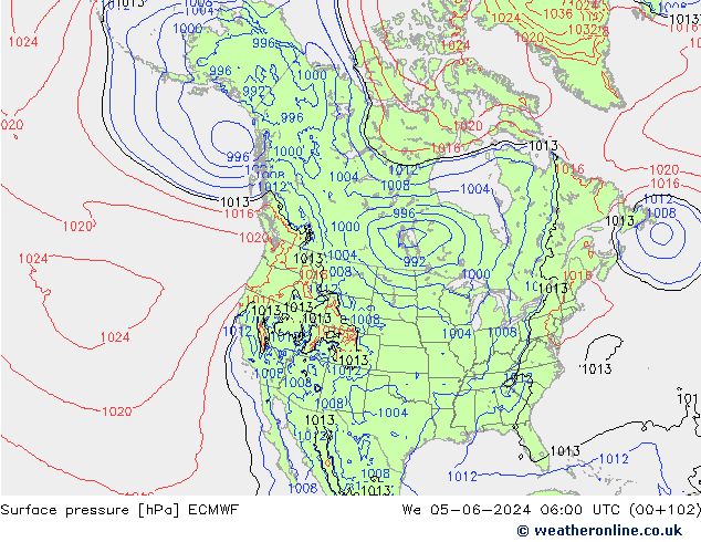 Yer basıncı ECMWF Çar 05.06.2024 06 UTC