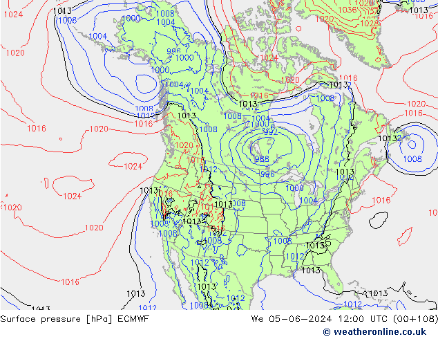 Surface pressure ECMWF We 05.06.2024 12 UTC