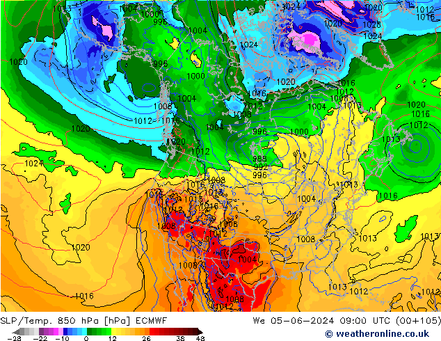 SLP/Temp. 850 hPa ECMWF We 05.06.2024 09 UTC