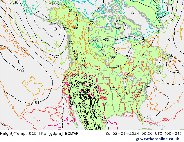 Height/Temp. 925 hPa ECMWF  02.06.2024 00 UTC