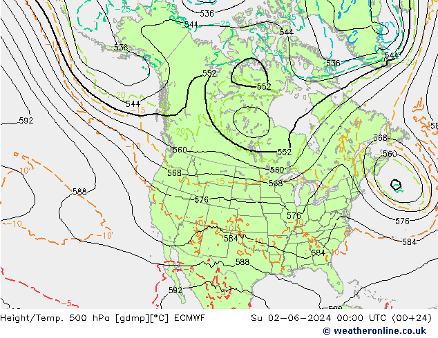 Z500/Rain (+SLP)/Z850 ECMWF Su 02.06.2024 00 UTC