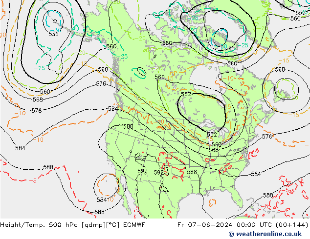 Z500/Rain (+SLP)/Z850 ECMWF пт 07.06.2024 00 UTC