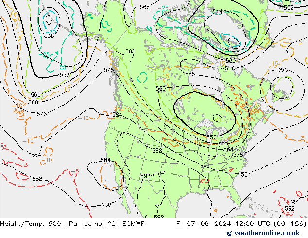 Z500/Rain (+SLP)/Z850 ECMWF Pá 07.06.2024 12 UTC