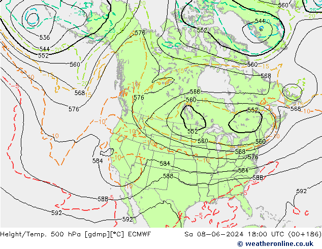 Z500/Rain (+SLP)/Z850 ECMWF Sa 08.06.2024 18 UTC