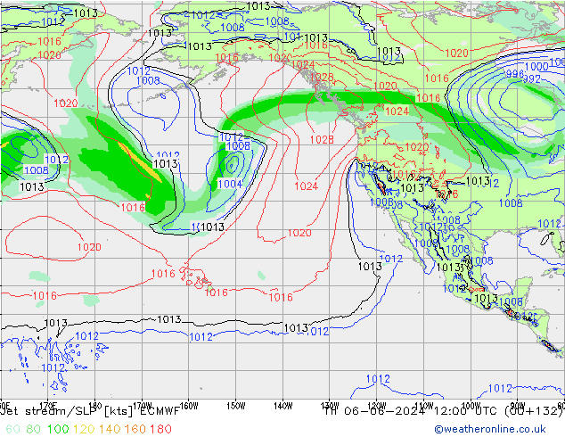 Jet stream/SLP ECMWF Čt 06.06.2024 12 UTC