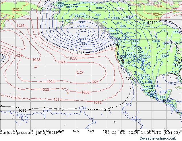 Bodendruck ECMWF Mo 03.06.2024 21 UTC