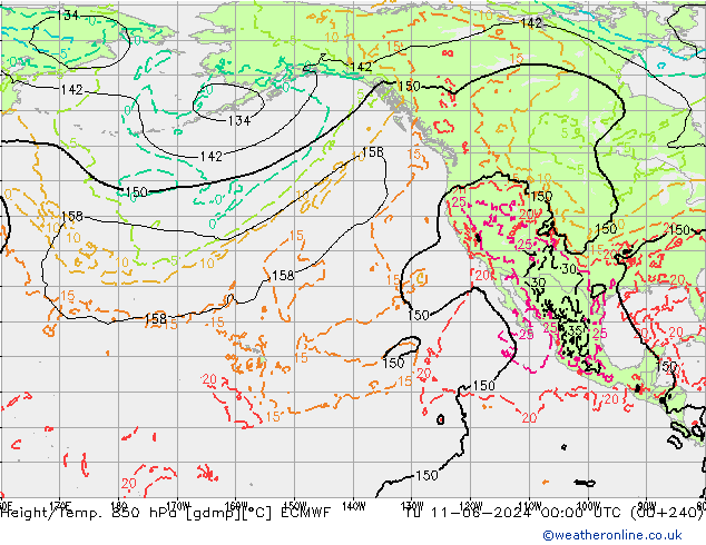 Z500/Rain (+SLP)/Z850 ECMWF wto. 11.06.2024 00 UTC