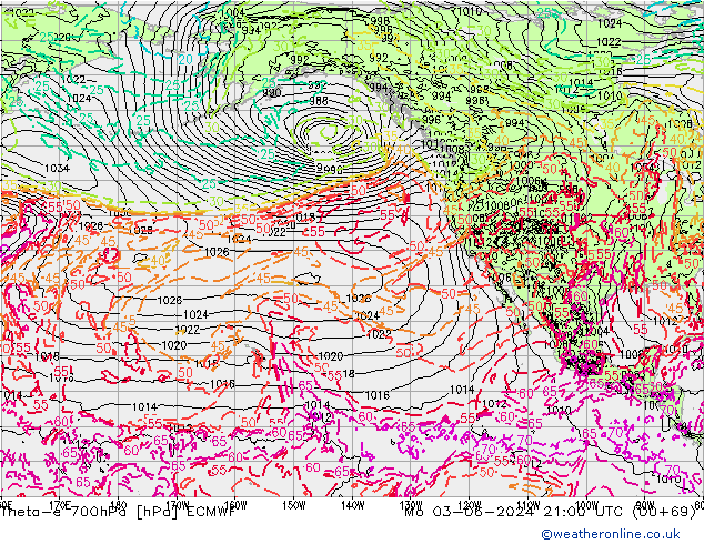 Theta-e 700гПа ECMWF пн 03.06.2024 21 UTC