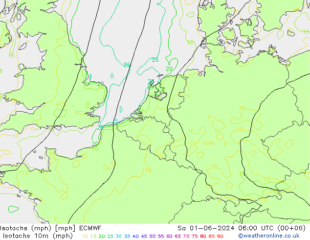 Isotachs (mph) ECMWF sab 01.06.2024 06 UTC