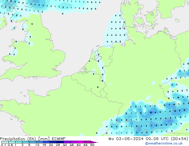 Z500/Rain (+SLP)/Z850 ECMWF Mo 03.06.2024 06 UTC