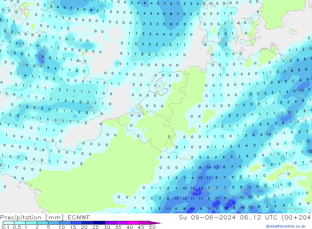 opad ECMWF nie. 09.06.2024 12 UTC