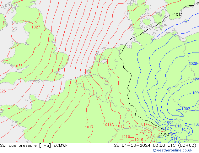 地面气压 ECMWF 星期六 01.06.2024 03 UTC