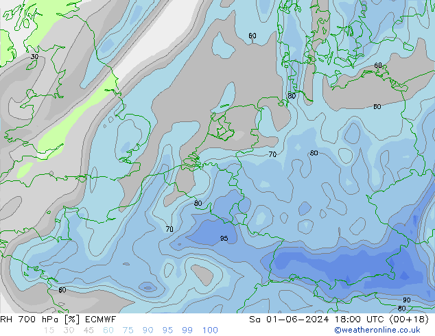 RH 700 hPa ECMWF Sa 01.06.2024 18 UTC